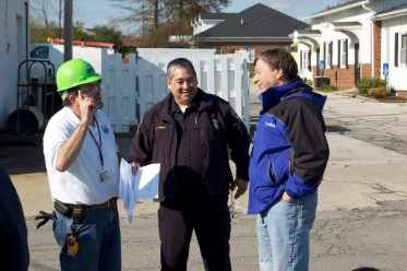 Below: Mayfield Village Police Sgt. Rick Whitehead (center) who is the Tri Community CERT Safety Forces Liaison and our primary trainer, with Mike Dragga, Lyndhurst CERT Trainer (left) and Paul Berne, Executive Director of Tri Community CERT, at the 10/29/11 Module Nine Exercise 